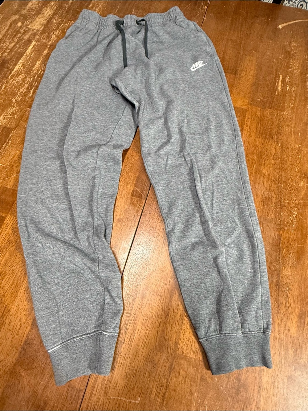 Nike Women’s Small Gray Fleece Jogger Sweatpants Swoosh Drawstring